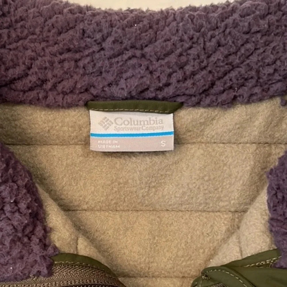 Columbia Women’s Fleece Full Zip Jacket Tan Green Size Small - Picture 4 of 10